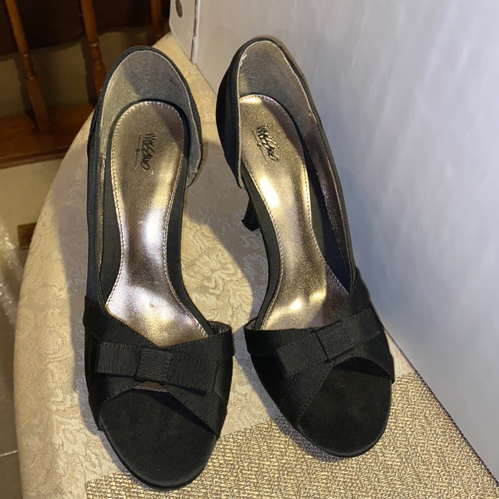 Massimo Satin Black Dress Shoes Size 9.5